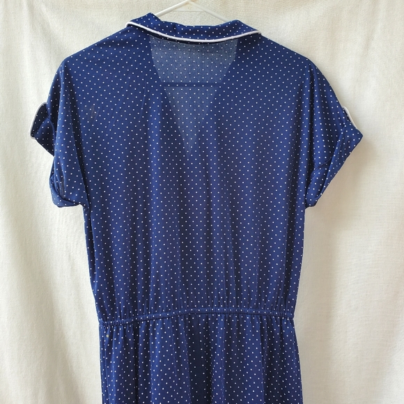 Vintage Polka Dot Navy Blue Pinup Dress - Picture 4 of 6